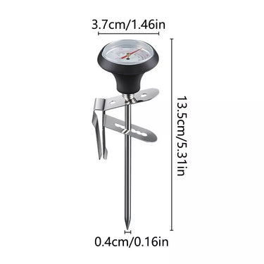Milk Pitcher Thermometer with Clip – Stainless Steel Coffee Thermometer for Steaming & Frothing Milk